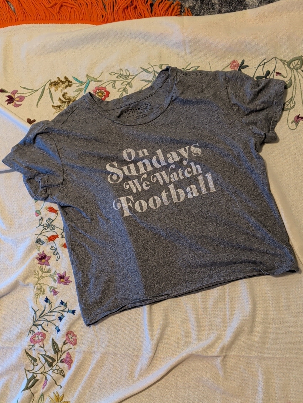 Grey SOFT Graphic Tee - 'On Sundays We Watch Football'